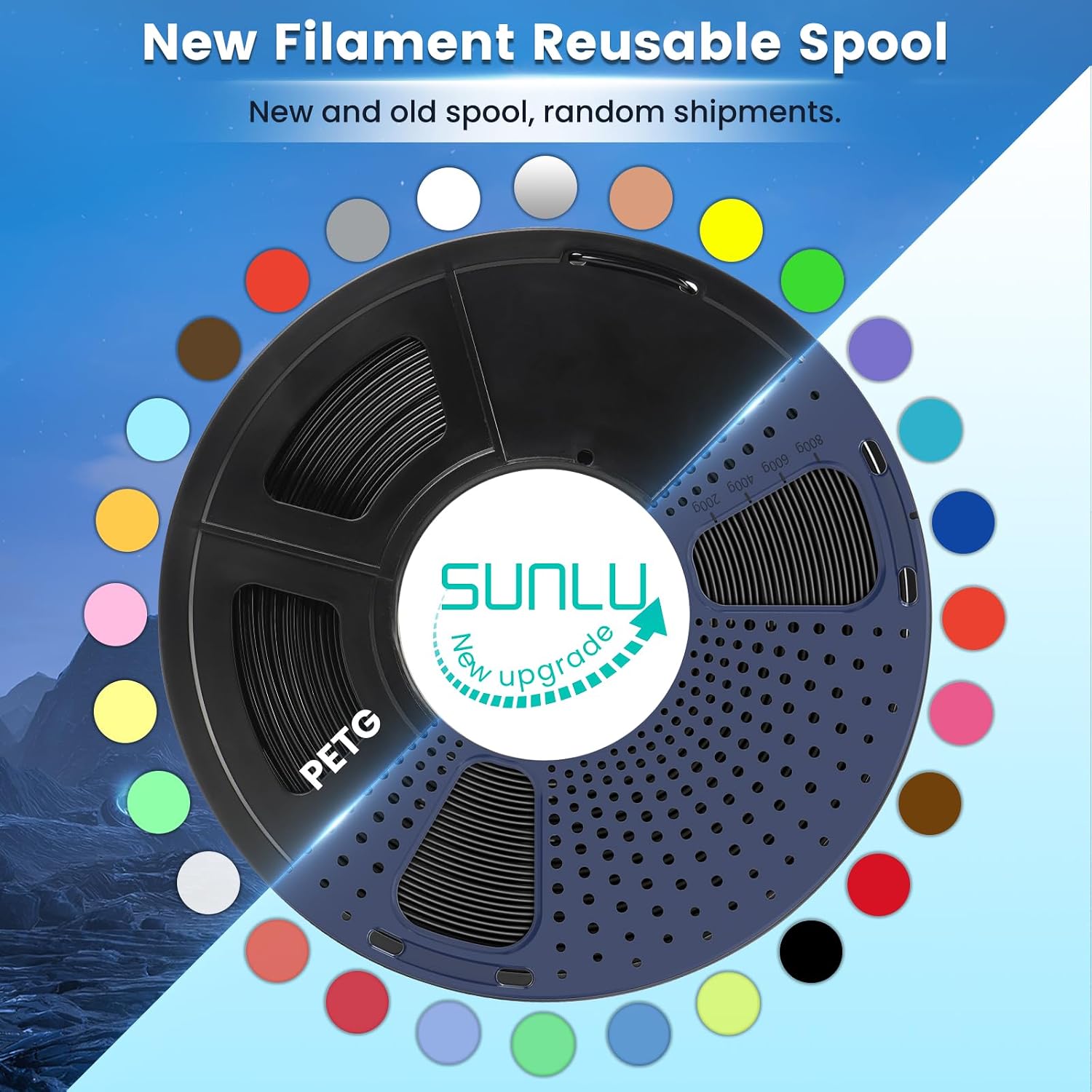 Detalle de SUNLU PETG 3D Printer Filament 4KG Bundle (4 x 1KG Spools) – White, 1.75mm