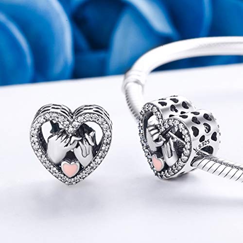 Detalle 2 de ShiYu Charm de plata de ley 925 en forma de corazón con manos para pulsera Pandora