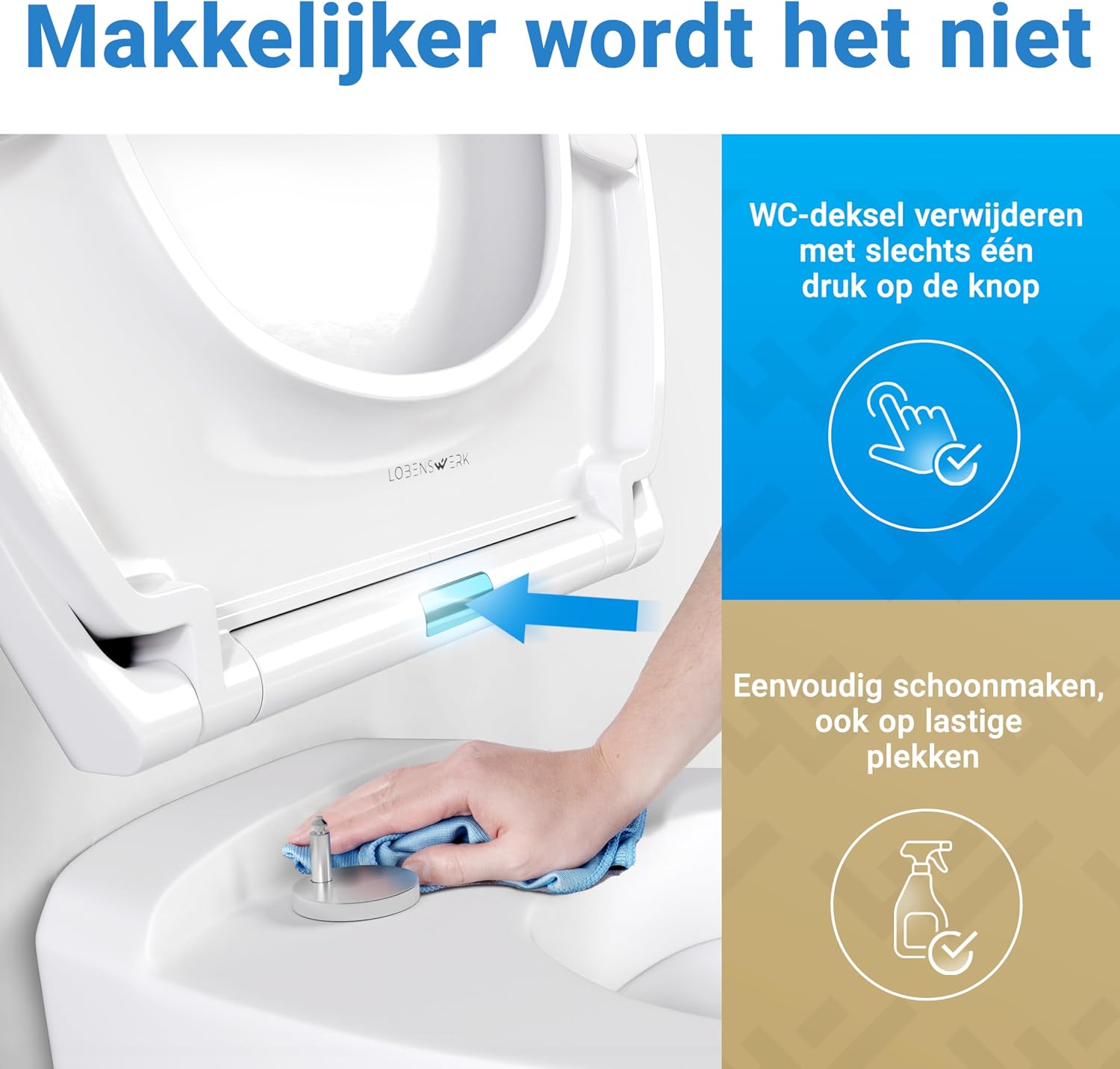 Thumbnail 3 de LOBENSWERK TDE ovale toiletbril met softclose, antibacterieel Duroplast