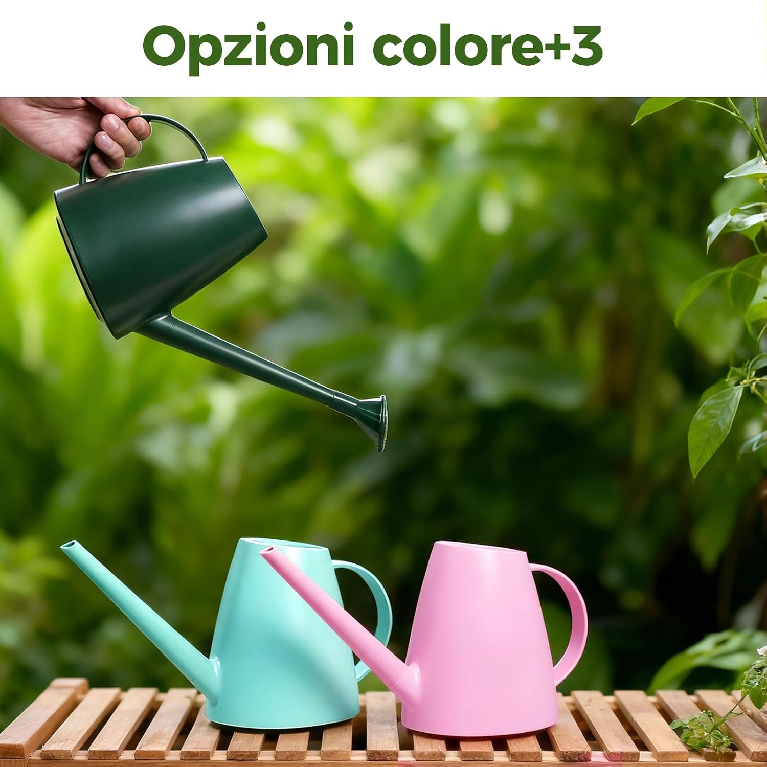 Detalle de Bamworld Annaffiatoio per Piante da Interno 1,8 L con Beccuccio Lungo e Doppio Ugello