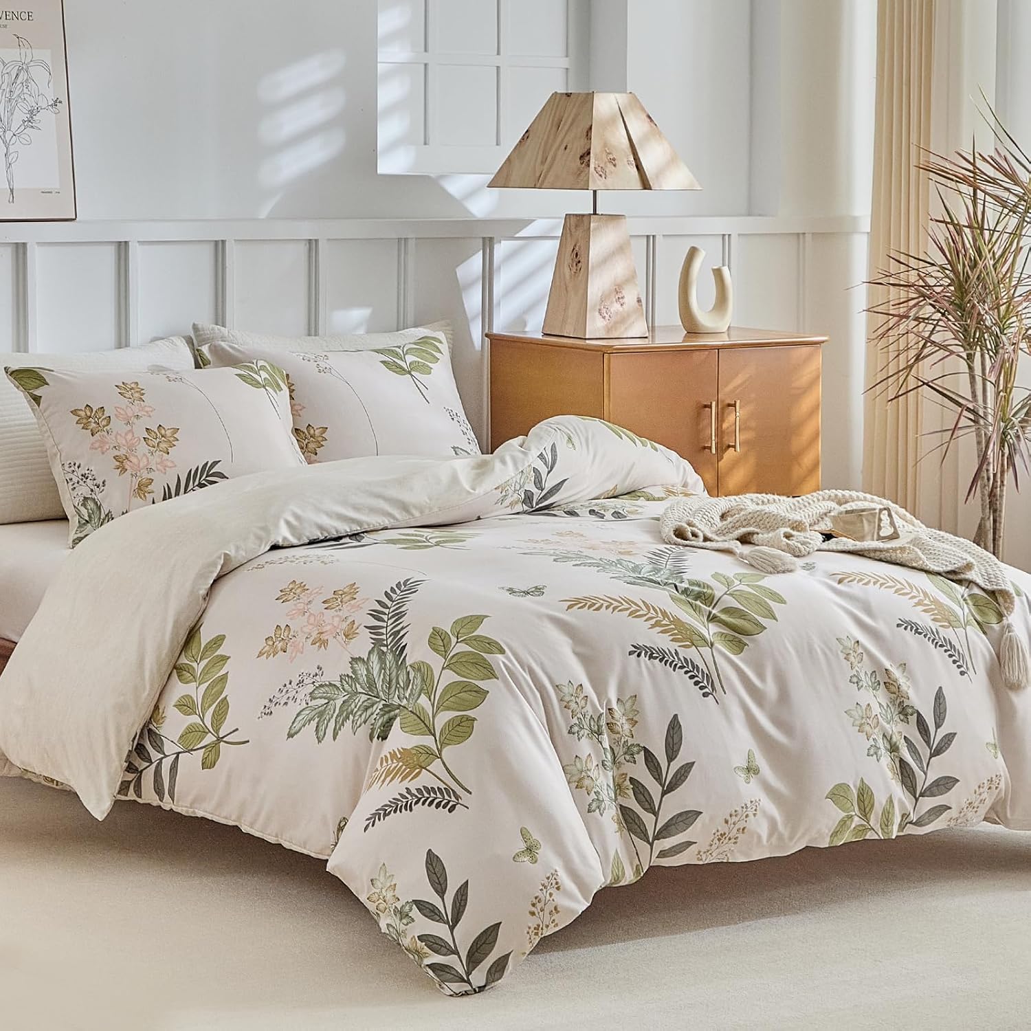 Thumbnail 6 de Lekesky King Size Duvet Cover Set with Botanical Print