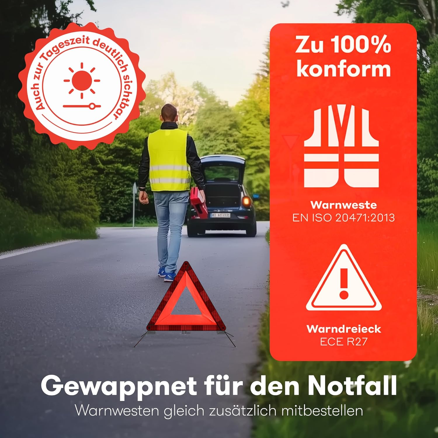 Thumbnail 6 de PURAHELP Warndreieck KFZ Faltbar – ECE R27, bis 250 m sichtbar, kompakt & klappbar