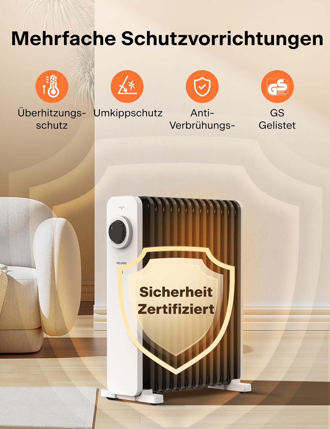 Detalle 2 de Pelonis Ölradiator 2500 W mit 3D Konvektion