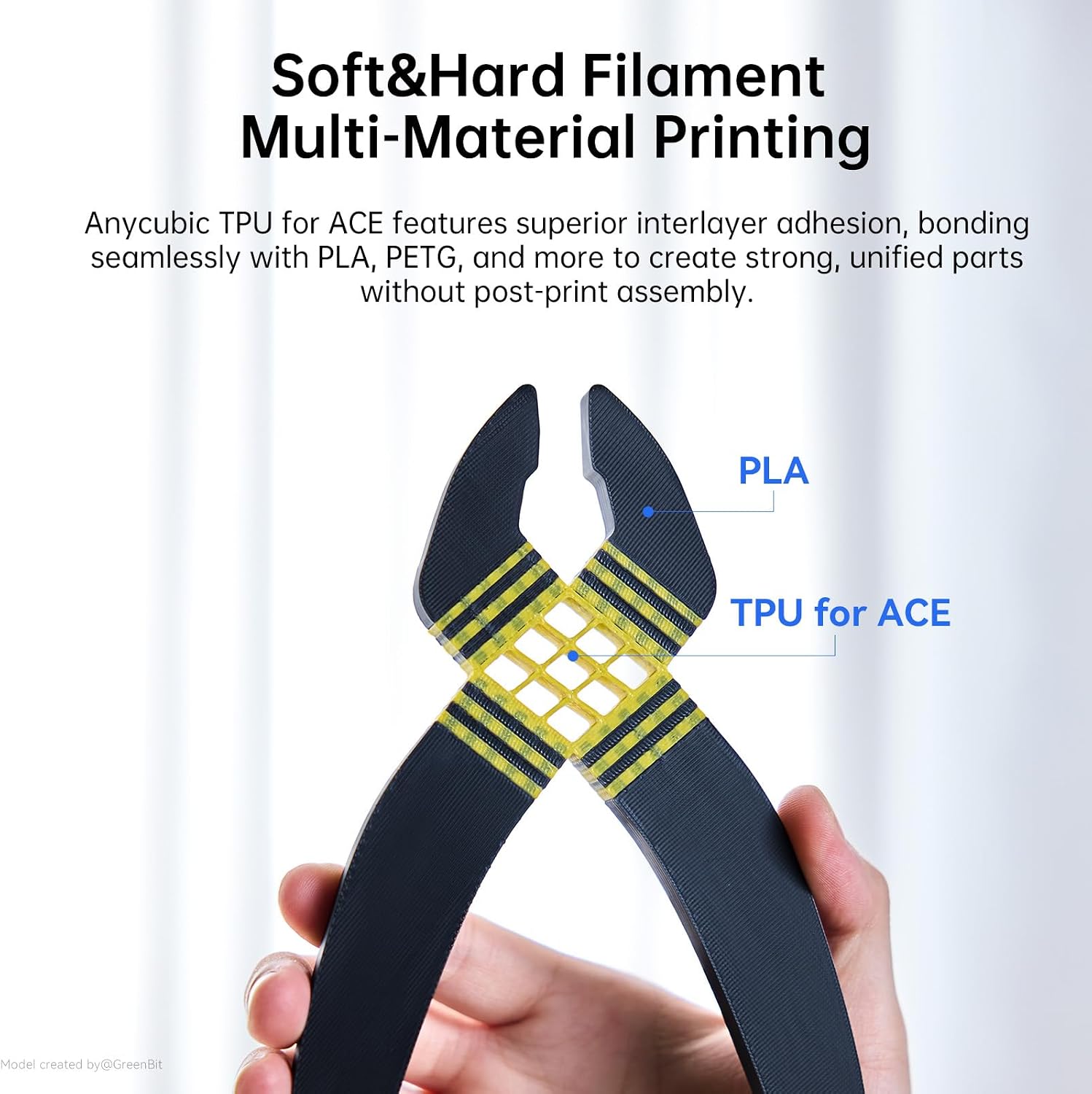 Detalle de ANYCUBIC TPU Filament for ACE, 1.75mm, 68D, 1kg, Black