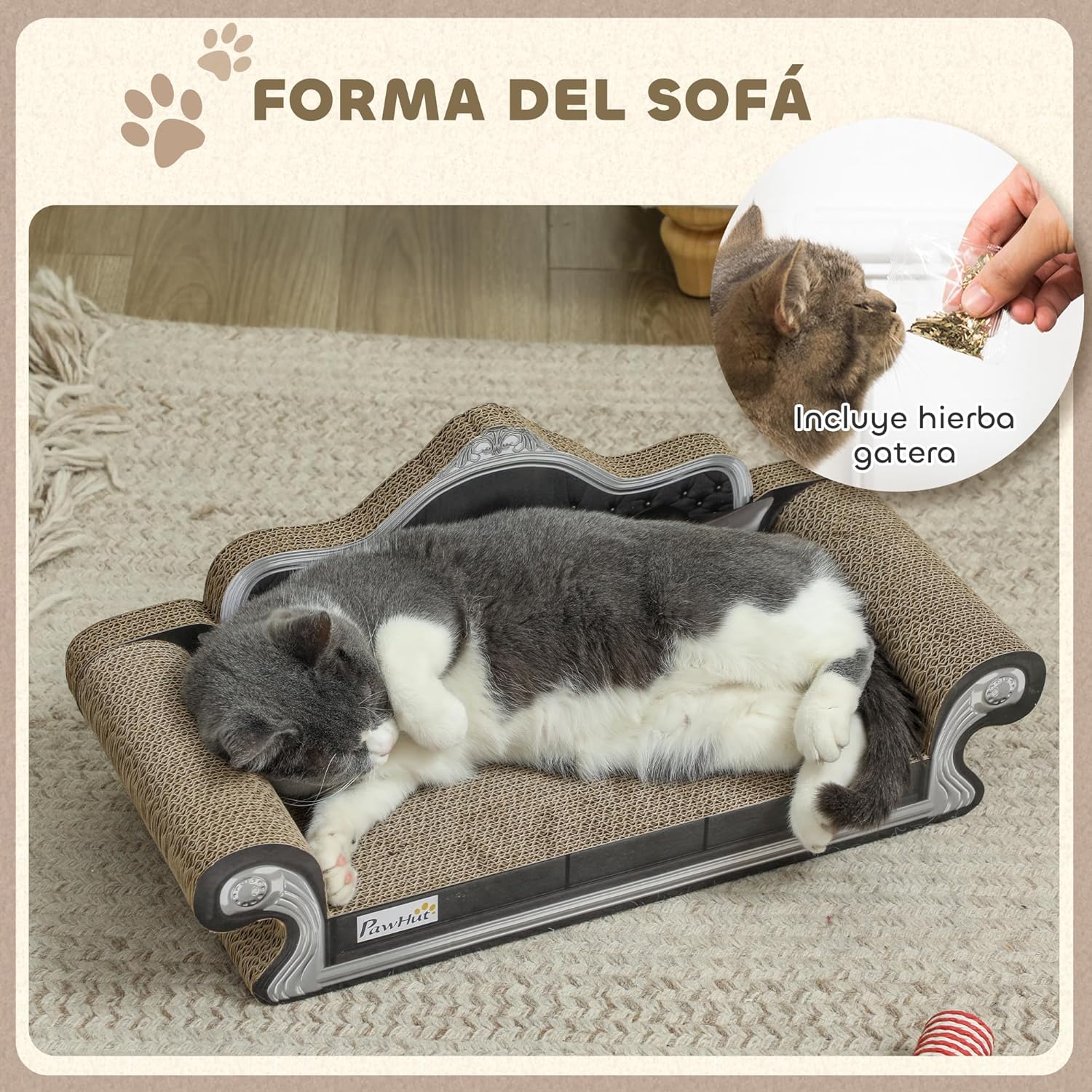 Detalle 2 de PawHut Rascador 2 en 1 Sofá Gatos