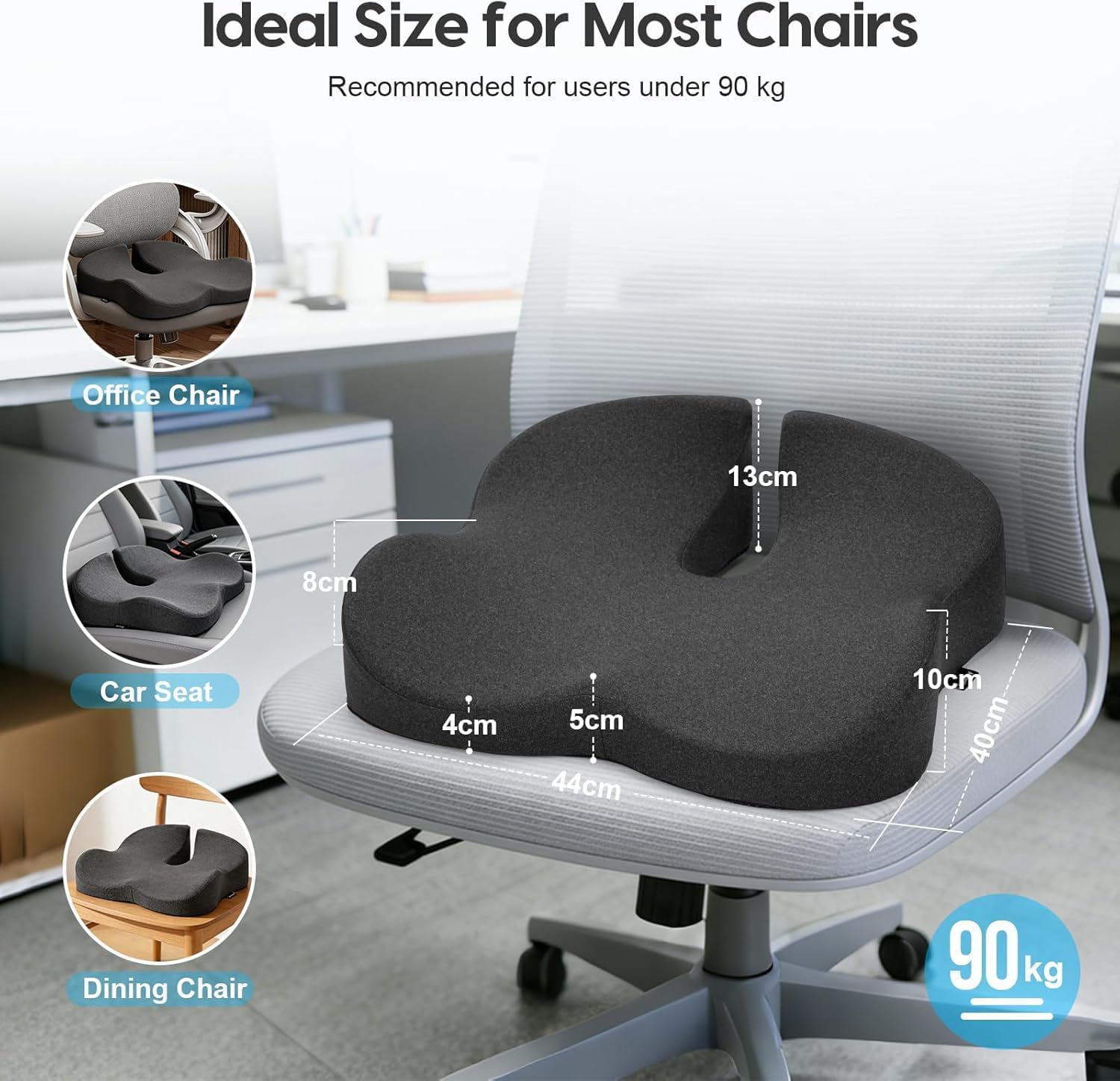 Thumbnail 5 de Cuscino in memory foam per sedia da ufficio con design 3D sagomato e base antiscivolo