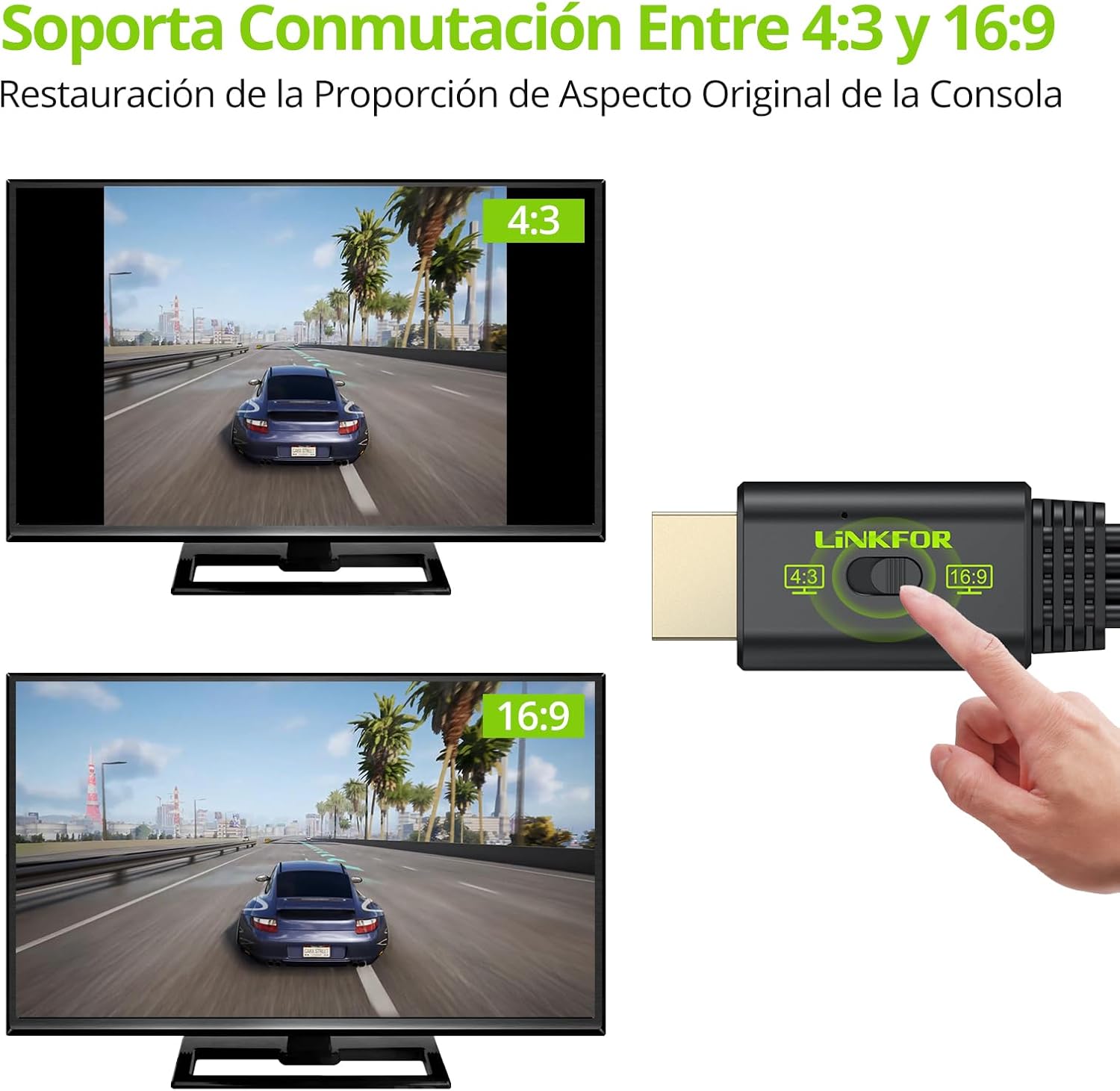 Thumbnail 2 de LiNKFOR Convertidor PS2 a HDMI 1080P 60hz: convierte PS1/PS2 analógicos a HDMI con 4:3/16:9