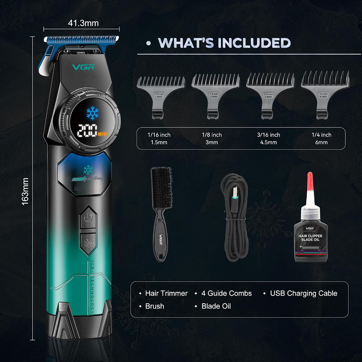 Thumbnail 5 de VGR Beard Trimmer for Men with T-Blade and USB-C Rechargeable Battery