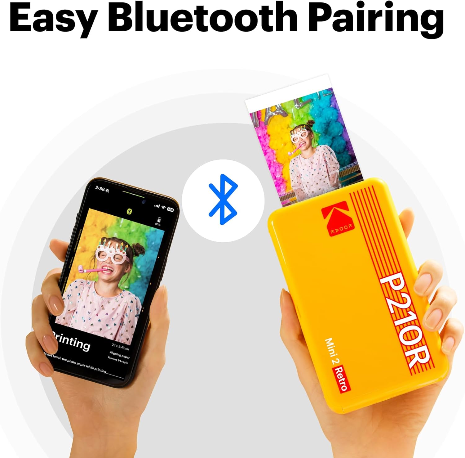 Detalle de KODAK Mini 2 Retro 4PASS Portable Photo Printer (Yellow, 2.1 x 3.4 in) – prints 4PASS photos