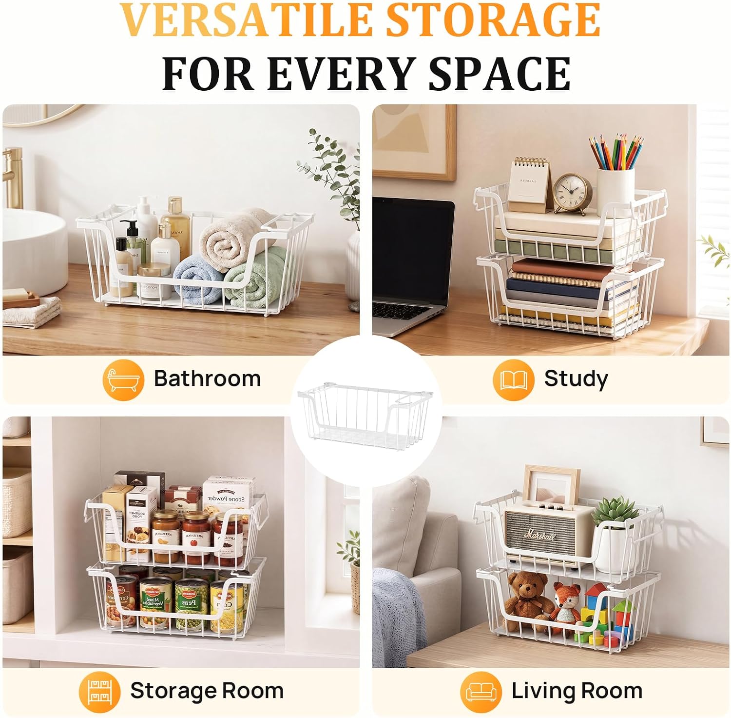 Thumbnail 6 de SUNALLY Stackable Wire Storage Baskets