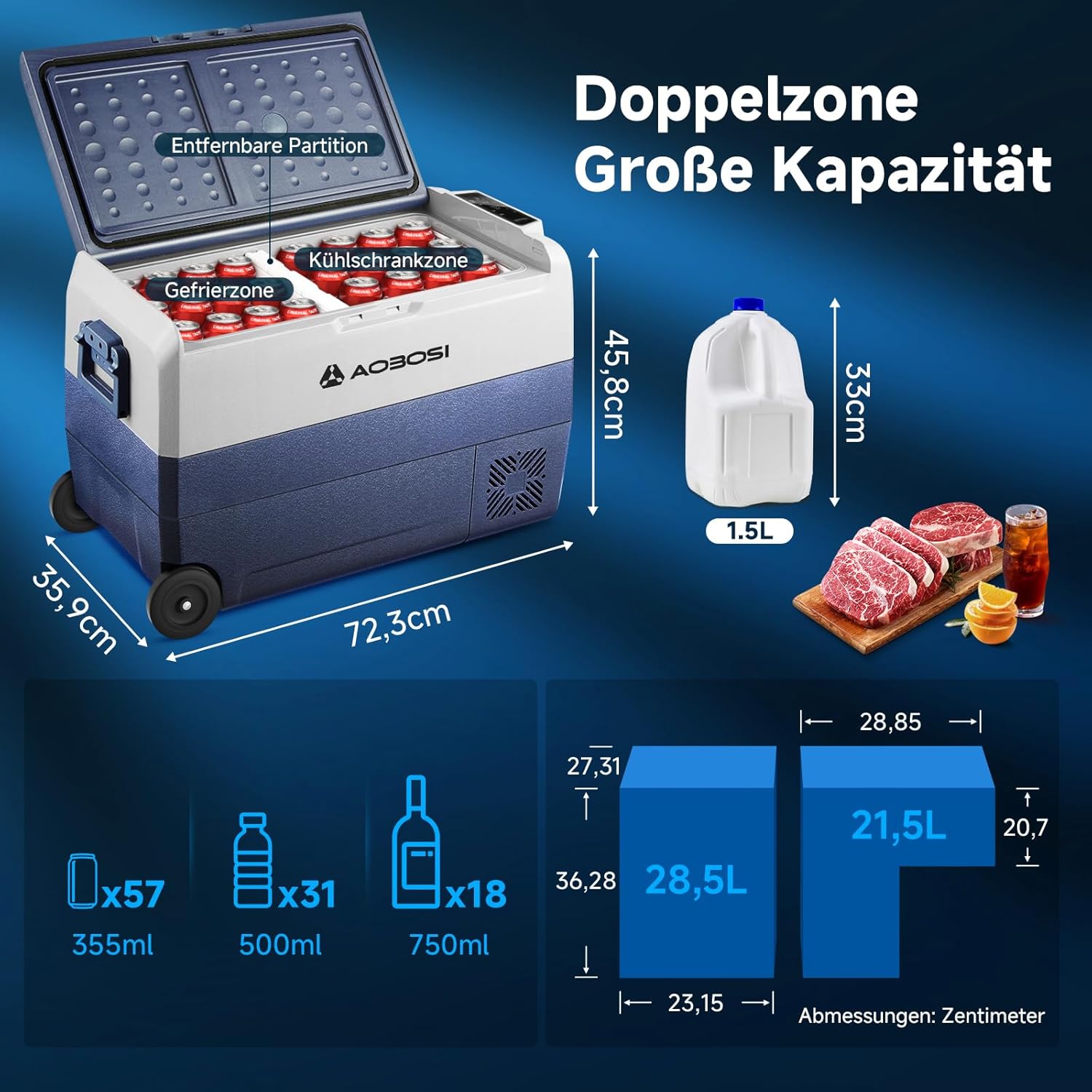 Detalle 2 de AAOBOSI Kompressor Kühlbox 50 L – elektrische Kühlbox