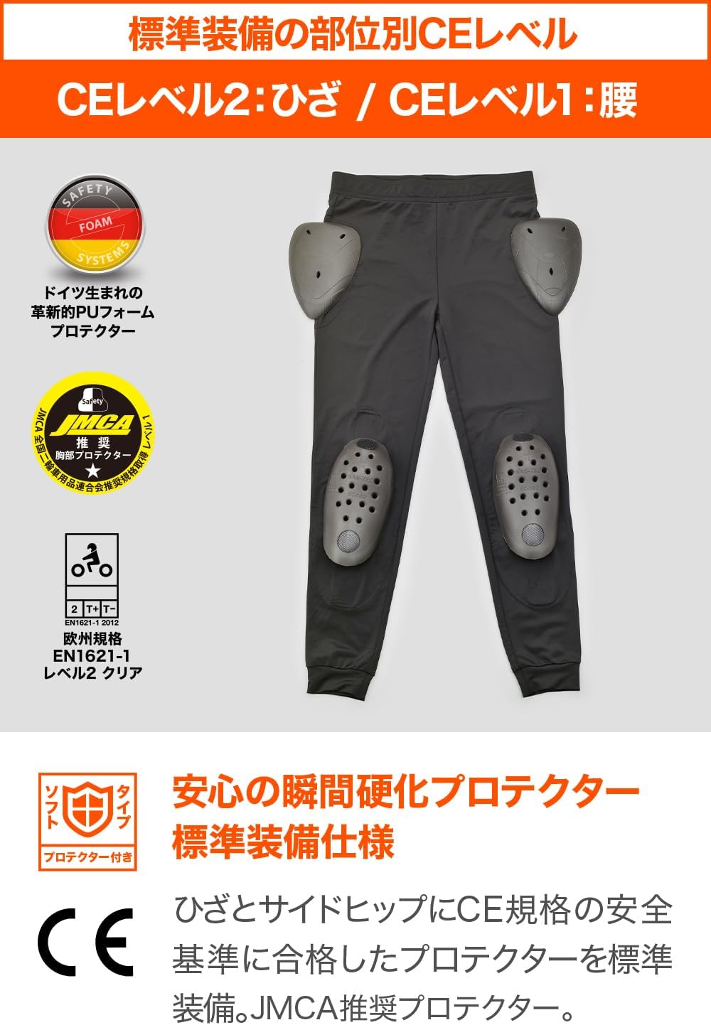 Detalle de デイトナ(Daytona) バイク用プロテクターインナーパンツ 接触冷感・吸湿速乾・ストレッチ