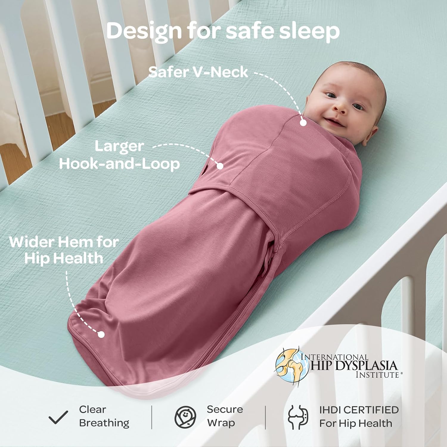 Thumbnail 3 de Momcozy Swaddles for Newborns (0–3 Months) Quiet Fastener Sleep Sack, Bloom, 2-Pack