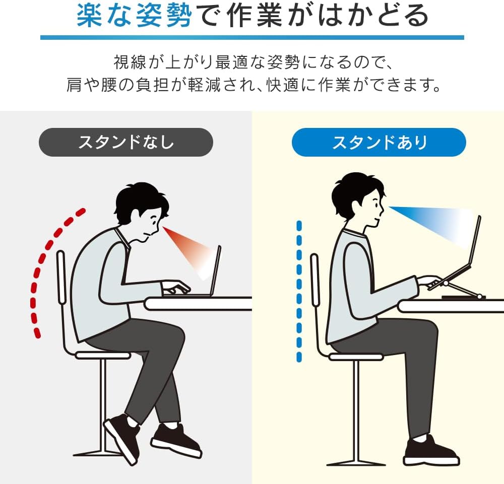 Detalle de アイリスオーヤマ NPS-PBK ノートパソコンスタンド 7段階角度調整・折りたたみ式・ブラック