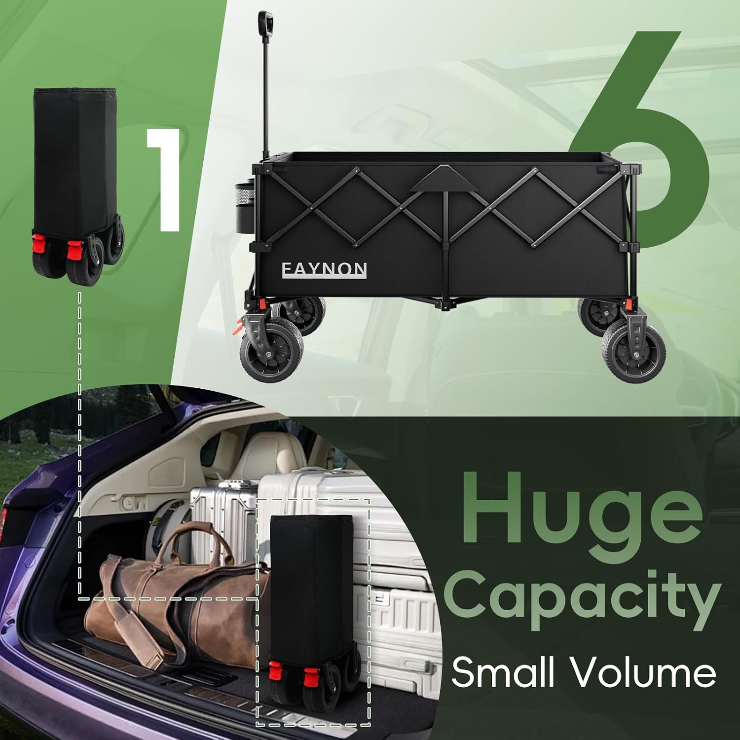 Thumbnail 3 de EAYNON 280L Folding Utility Wagon, 500 lb Capacity, All-Terrain Wheels
