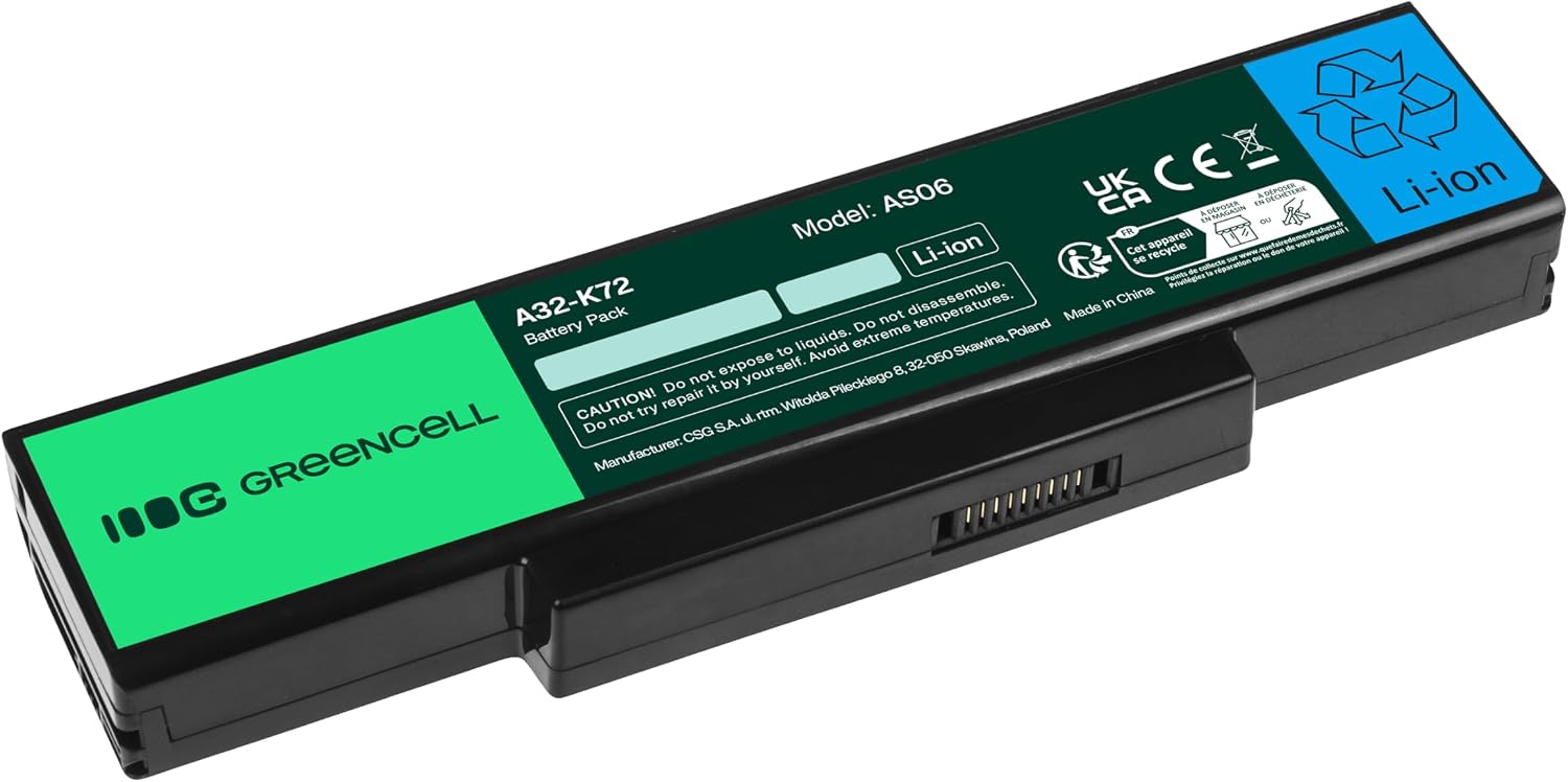 Detalle de Green Cell Batteria Asus A32-K72 per Portatile: 4400 mAh di affidabilità compatibile