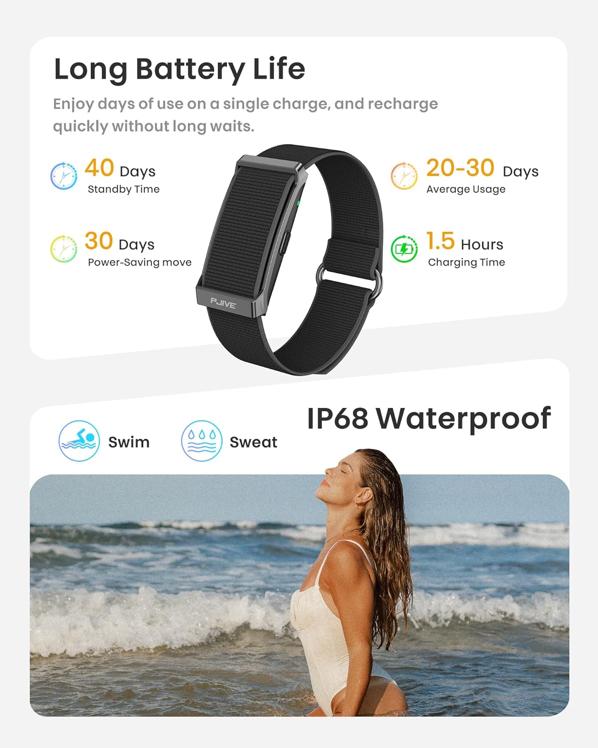 Thumbnail 5 de Smart Bracelet Activity Tracker with Silicone Band