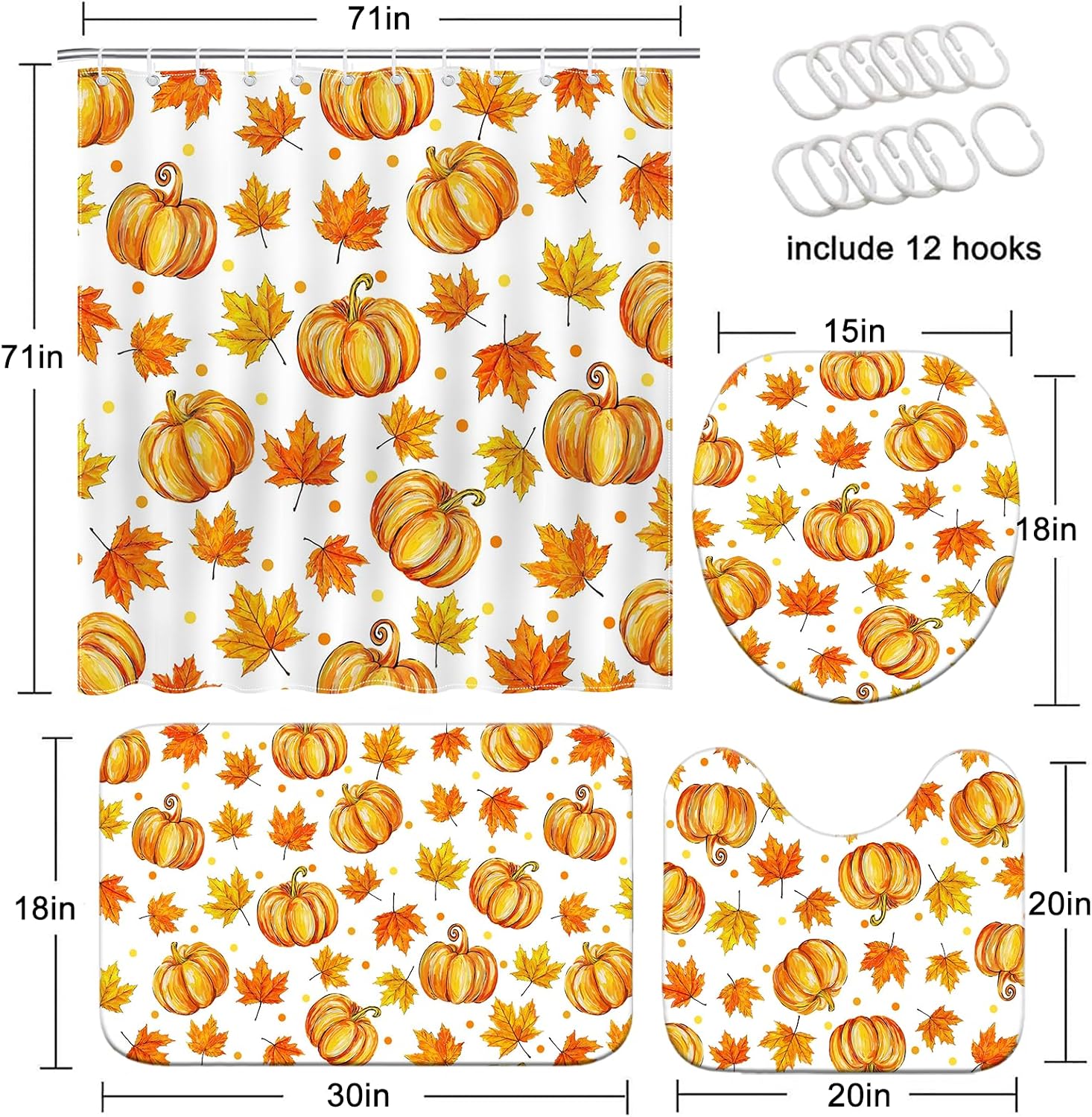 Detalle 2 de Fall Shower Curtain Set, Polyester
