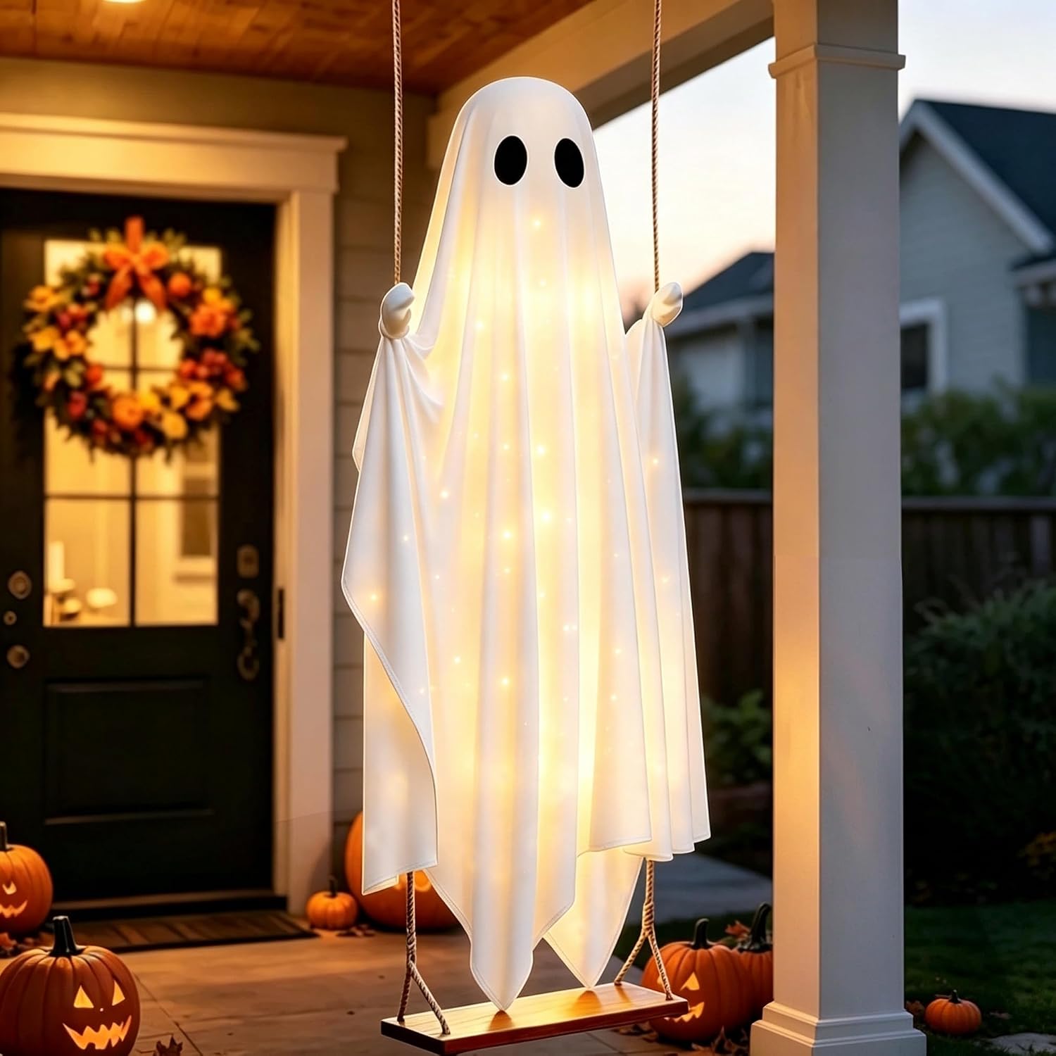Detalle de OOBILA Oobila-hw-2pk 5 FT Swinging Ghost Halloween Decor with Lights