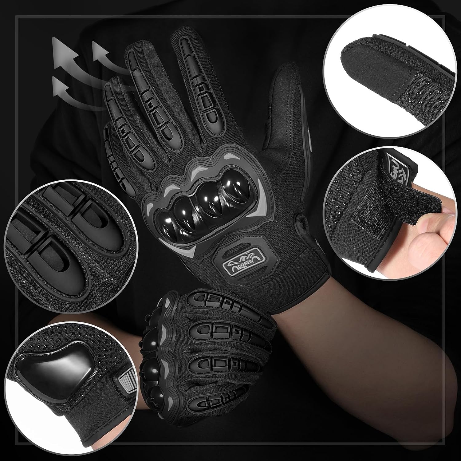 Detalle de COFIT Motorcycle Gloves for Men and Women (Full Finger, Touchscreen) — Black, XL