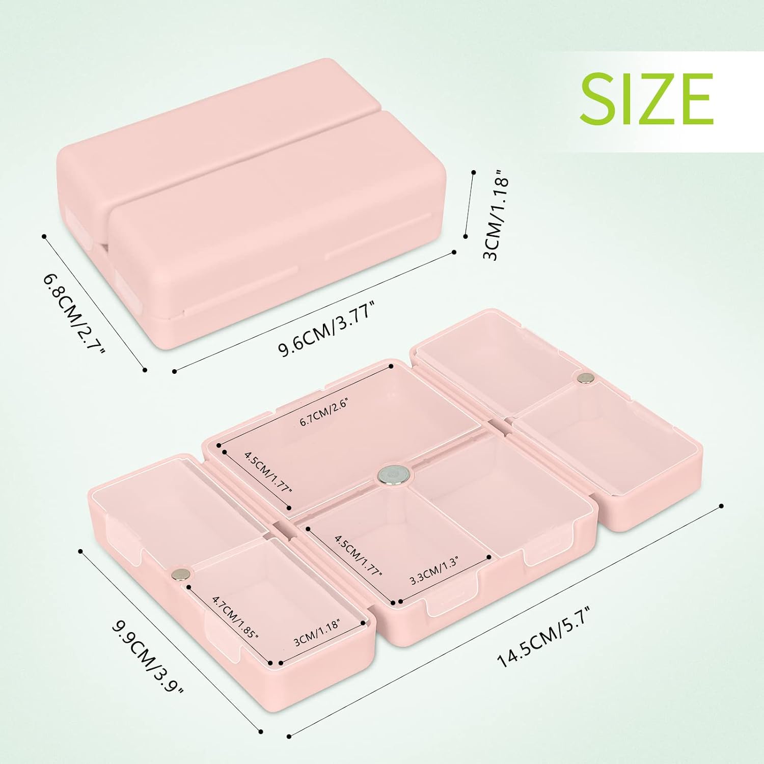 Thumbnail 6 de Simpolor 7 Day Pill Box Organiser – Large Capacity Folding Design in Pink