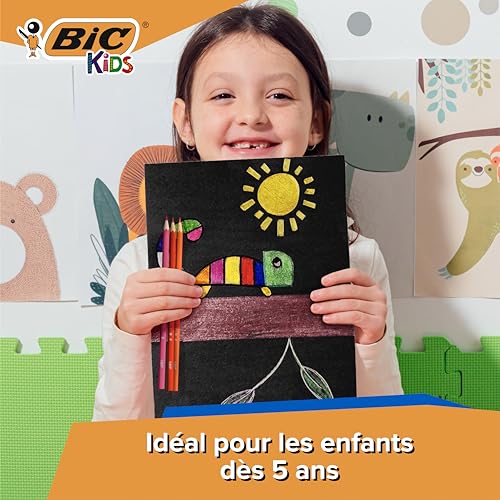 Detalle de BIC Kids Smooth Crayons – Pack de 54 couleurs sur bois responsable (standard, métallique, pastel et néon)