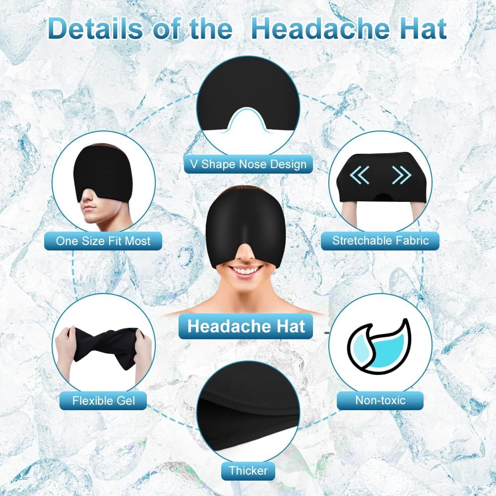 Detalle de ACWOO Chapeau Migraine 360°: Cap en gel réutilisable pour soulagement rapide des céphalées