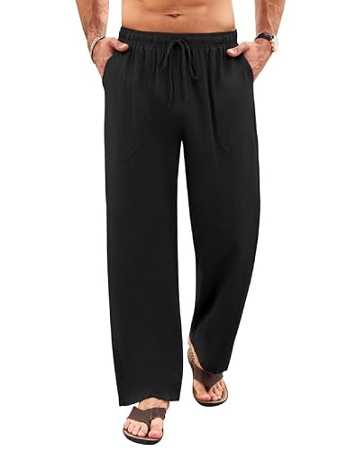 Detalle 2 de Litthing Pantalones de Lino para Hombre: Jogging de Verano con Bolsillos