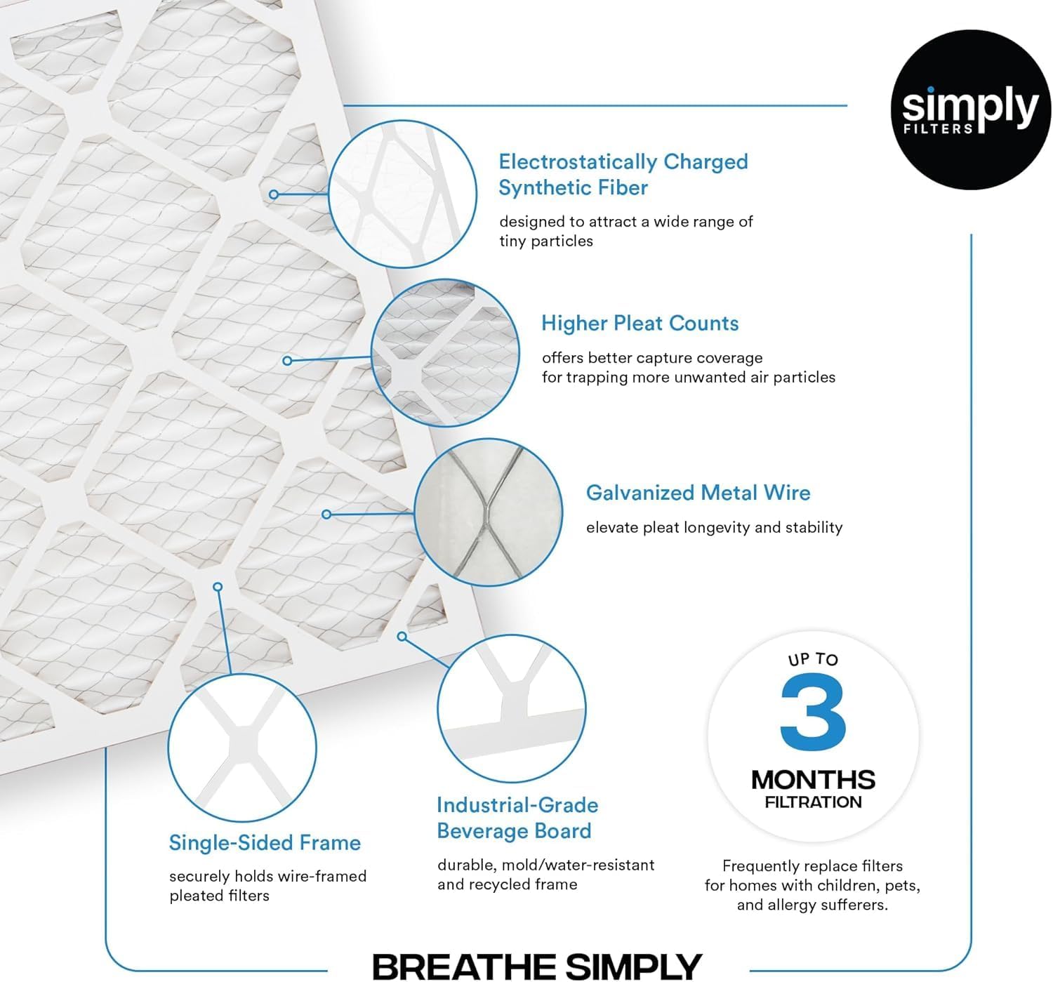 Thumbnail 3 de Simply 20x30x1 Air Filter, MERV 8 (6 Pack) for Home AC, Furnace & HVAC