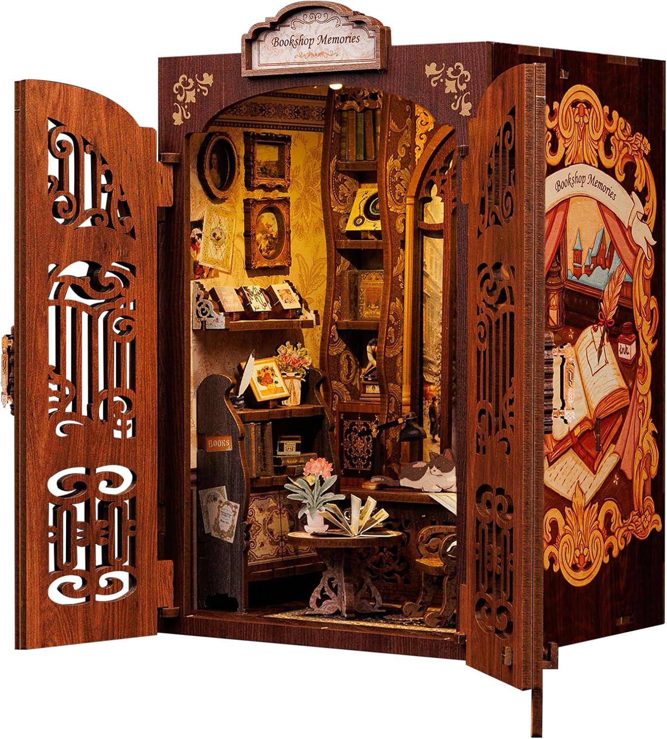 CUTEBEE DIY Book Nook Kit: Miniature Bookshop Memories with Sensor LED Light