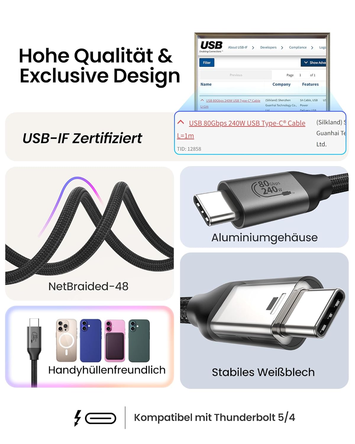 Detalle 2 de Silkland USB4 V2.0 1 m Kabel 🔌
