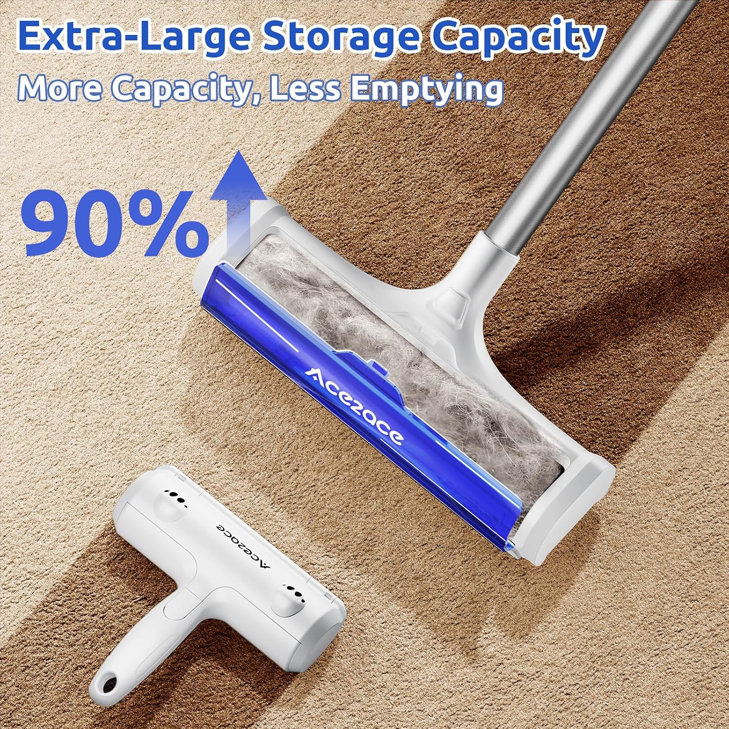 Thumbnail 4 de ACE2ACE Carpet Roller for Pet Hair, Reusable with Adjustable 1.5m Handle