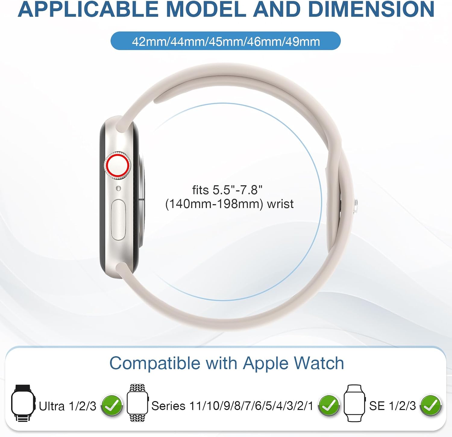Detalle 2 de UJUTL 10-Pack Silicone Sport Bands for Apple Watch, 10 Colors, Breathable Design