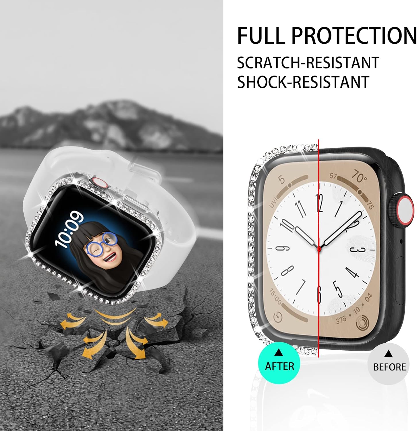 Detalle de 4 Pack Bling Case for Apple Watch Series 11 (2025) / Series 10 42mm — Glitter Rhinestone Protective Cover