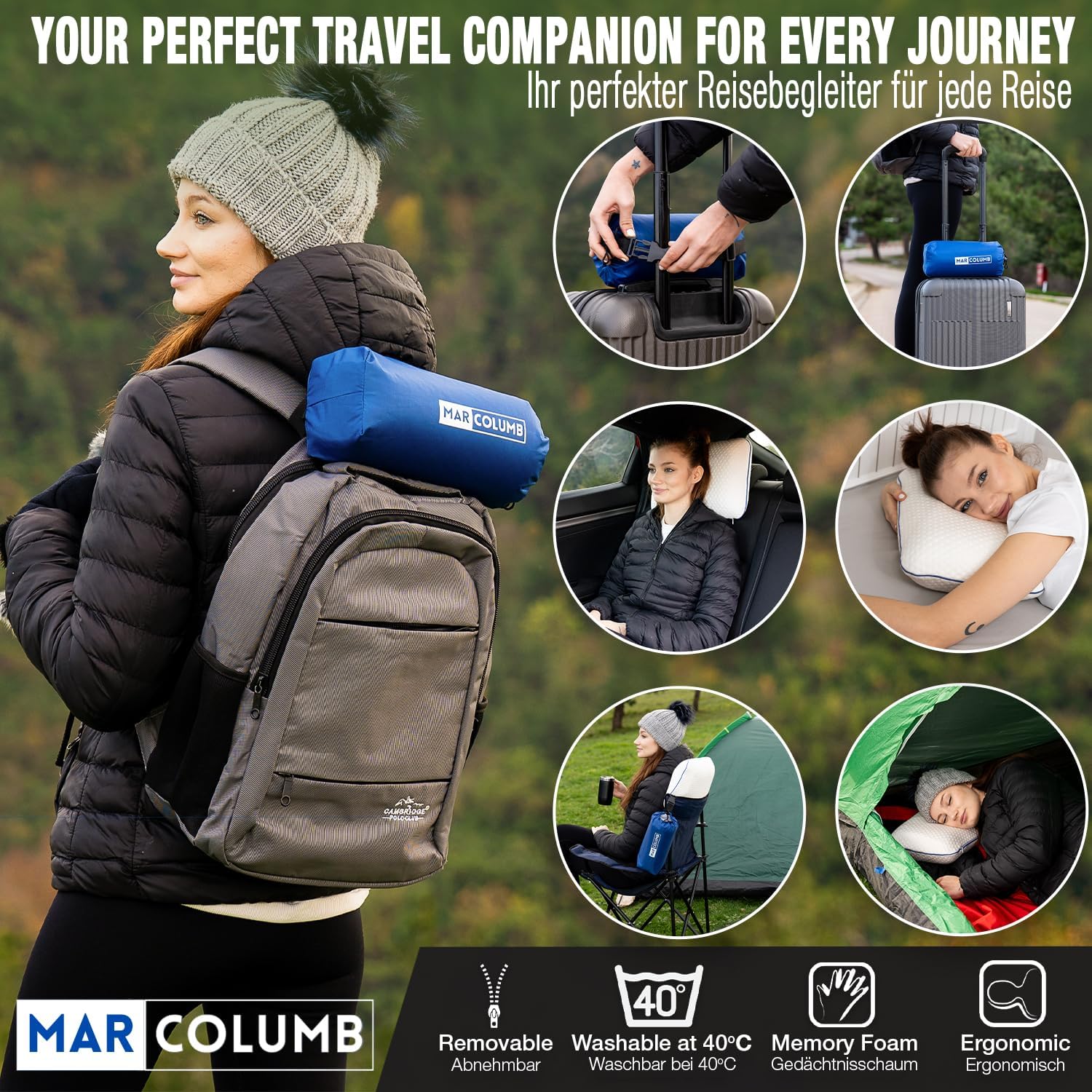 Thumbnail 6 de Marcolumb Cuscino da viaggio: supporto ergonomico per il collo in memory foam con federa termoregolante