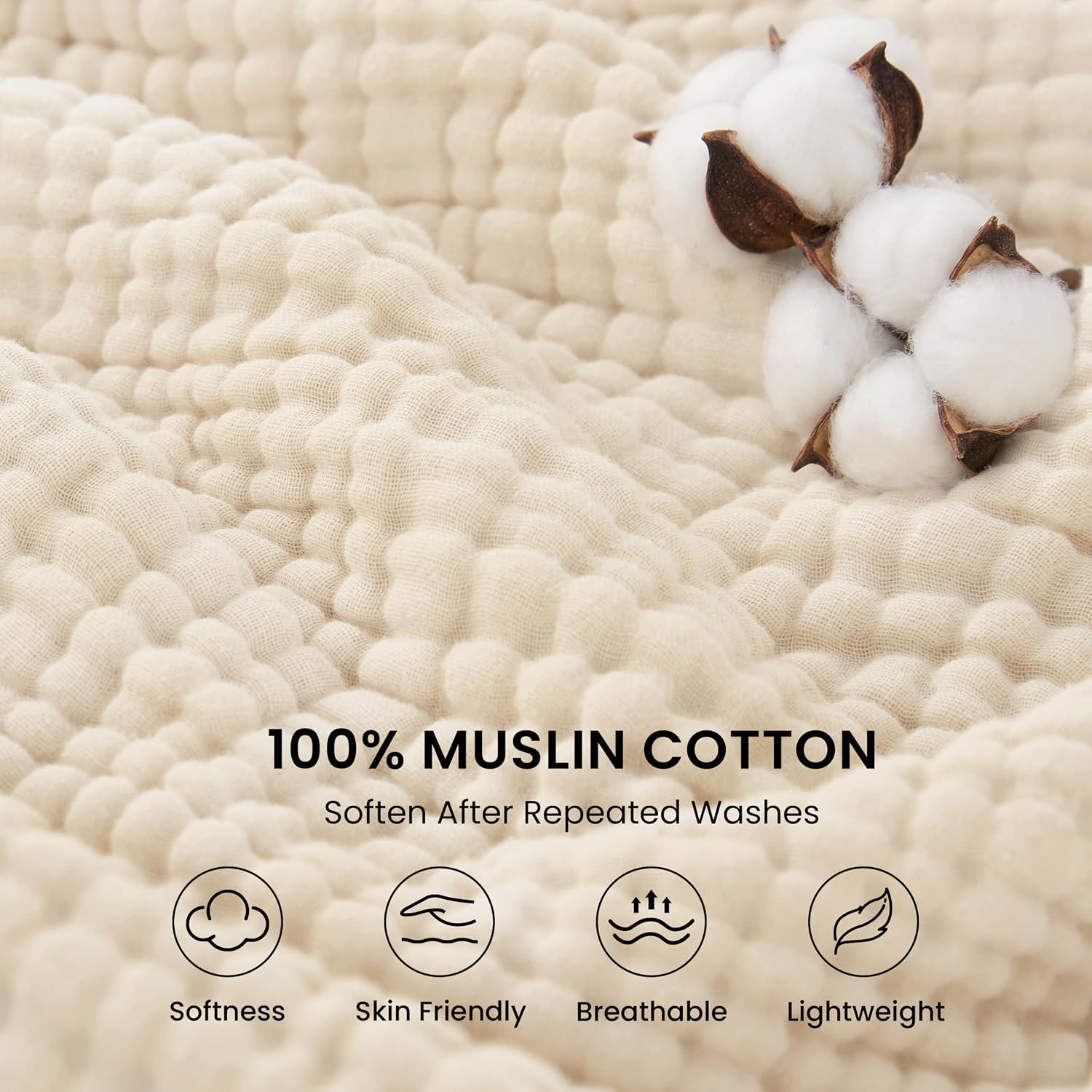 Detalle 2 de Love's cabin 90"x90" Muslin Blanket Queen