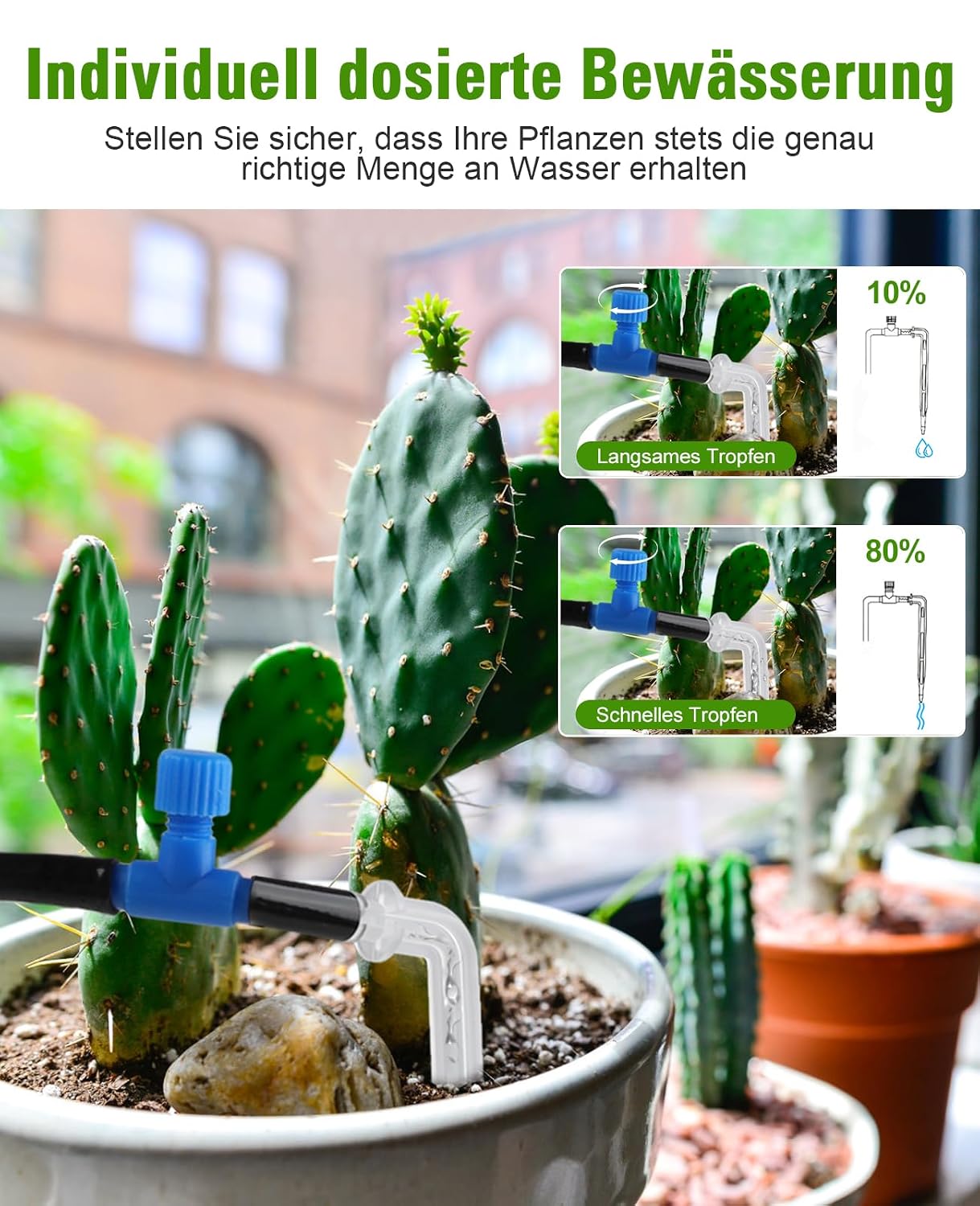 Detalle de Lvelfe Automatisches Bewässerungssystem – Tropfbewässerungsset mit 11 Düsen, einstellbare Wassermenge und Urlaubsbewässerung