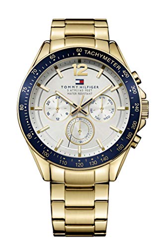 Detalle de Tommy Hilfiger Men's 48mm Multifunction Quartz Watch with Gold IP Stainless Steel Bracelet