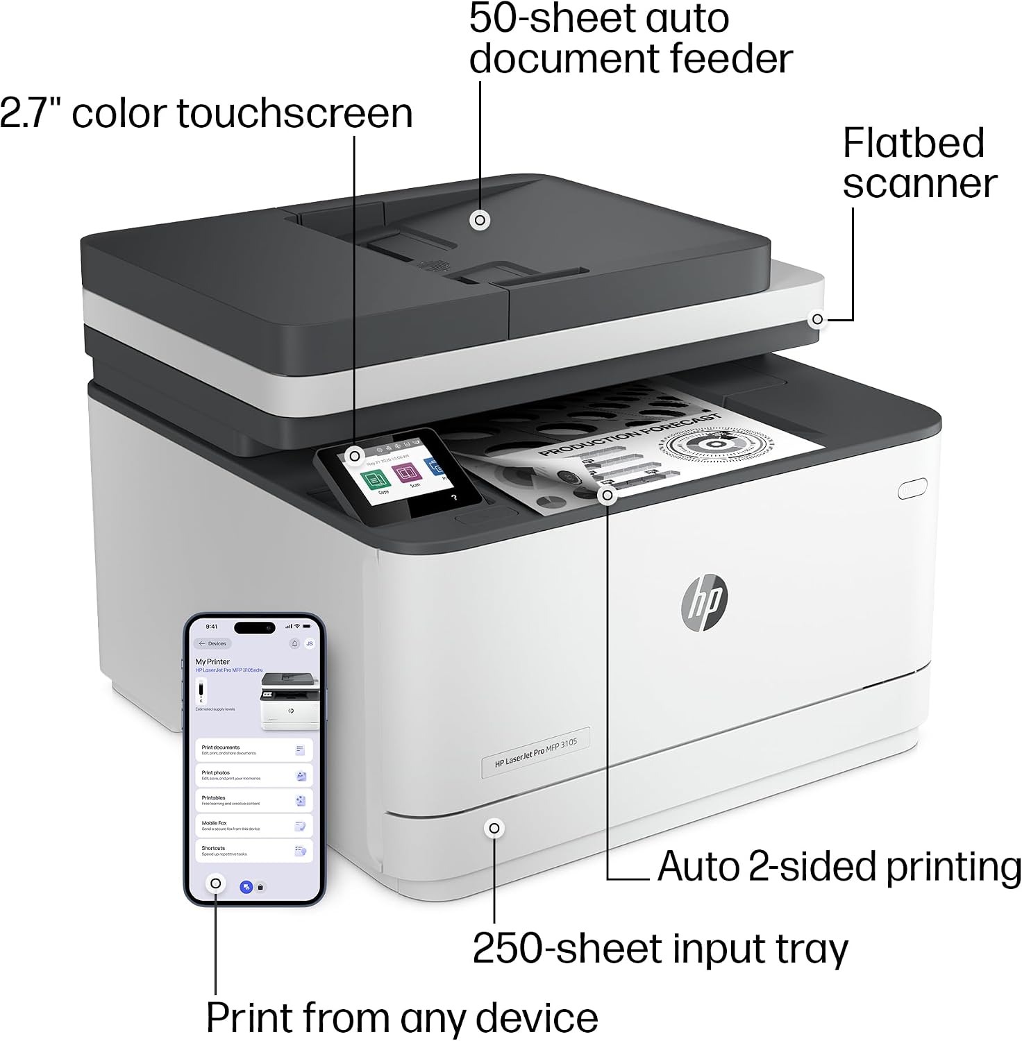 Detalle de HP monochrome laser printer 3105sdw