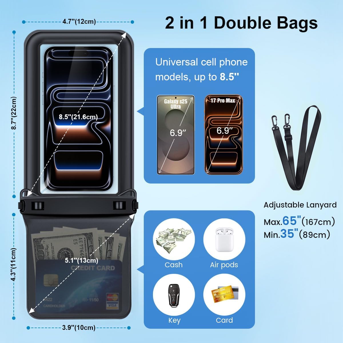 Detalle de Rynapac Waterproof Phone Pouch, 8.5-Inch