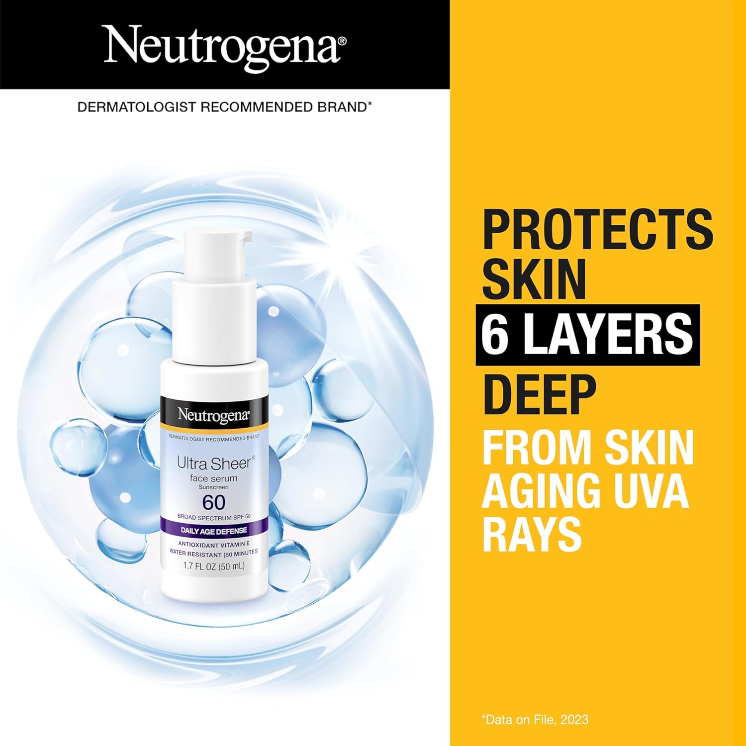 Detalle de Neutrogena Ultra Sheer Face Sunscreen SPF 60 ⚡