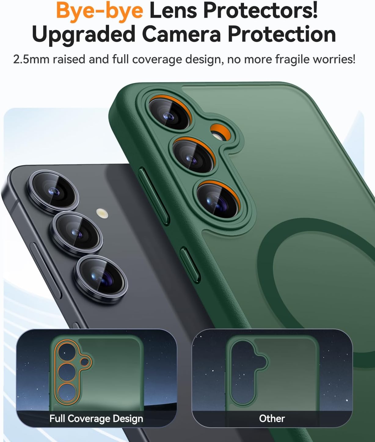 Thumbnail 2 de CANSHN Magnetic Case for Samsung Galaxy S25 (6.2-inch) – Deep Green, translucent matte, shockproof protection