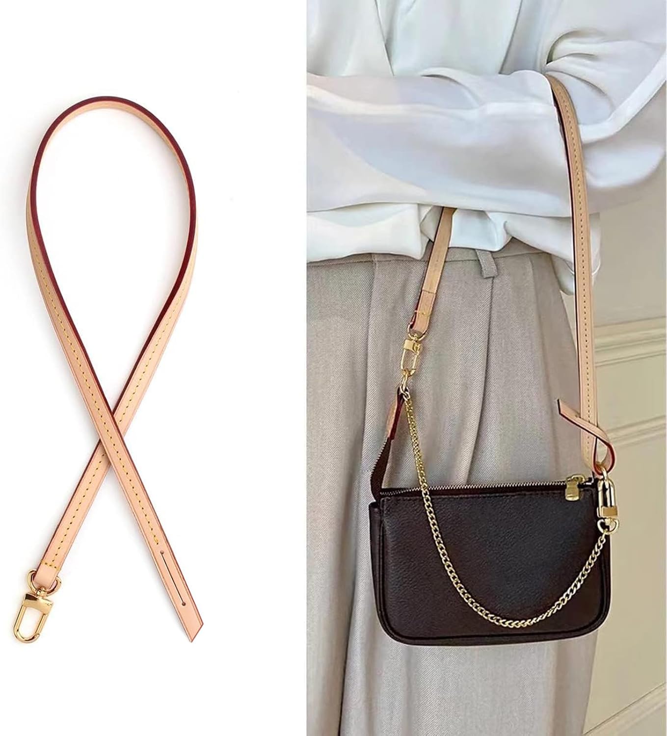 Thumbnail 1 de jiesinlov Vachetta Leder Ersatz Taschenriemen 60cm