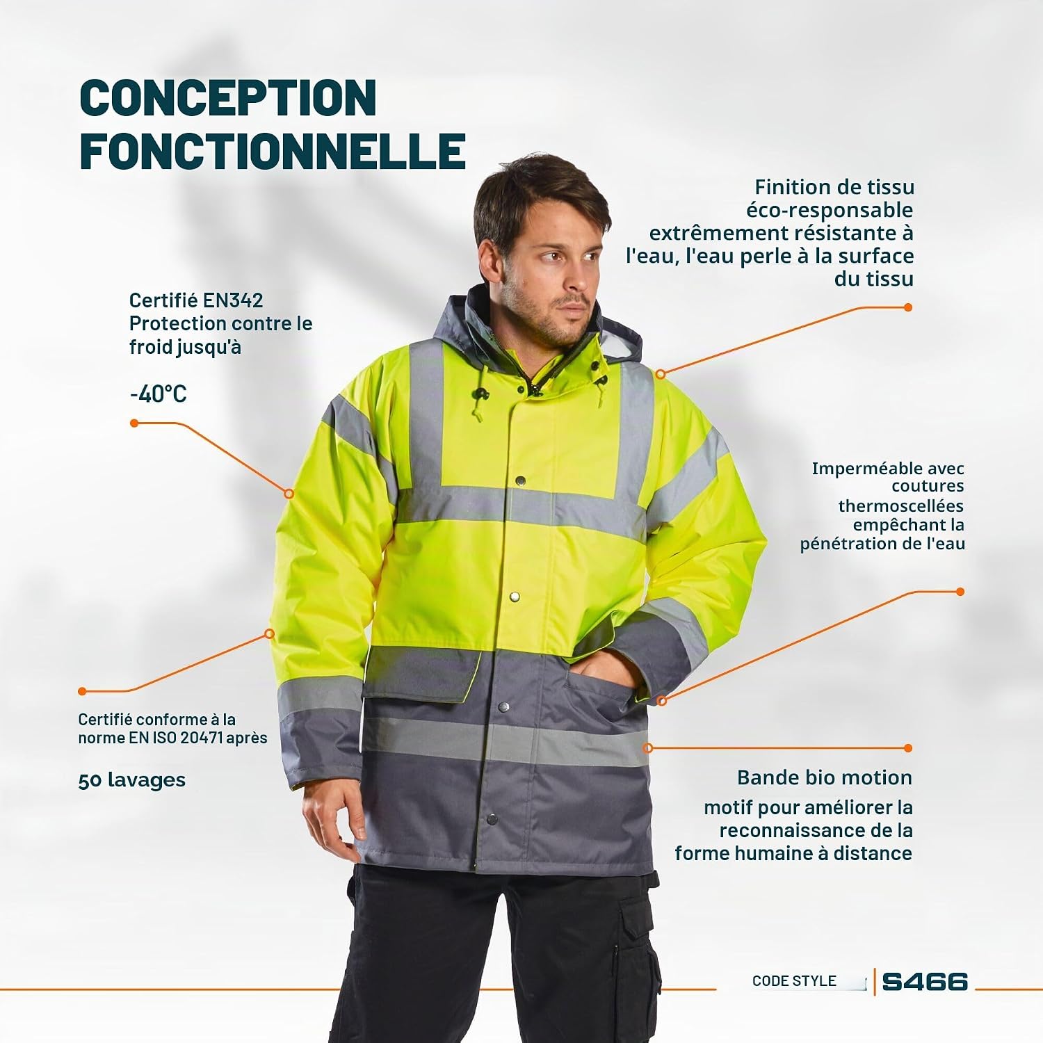 Detalle de Parka trafic Portwest S466YER5XL 5XL