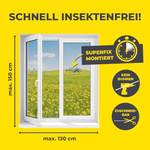 Thumbnail 4 de EASYmaxx Fliegengitter für Fenster mit Magic Click – Individuell zuschneidbares Moskitonetz bis 150 × 130 cm