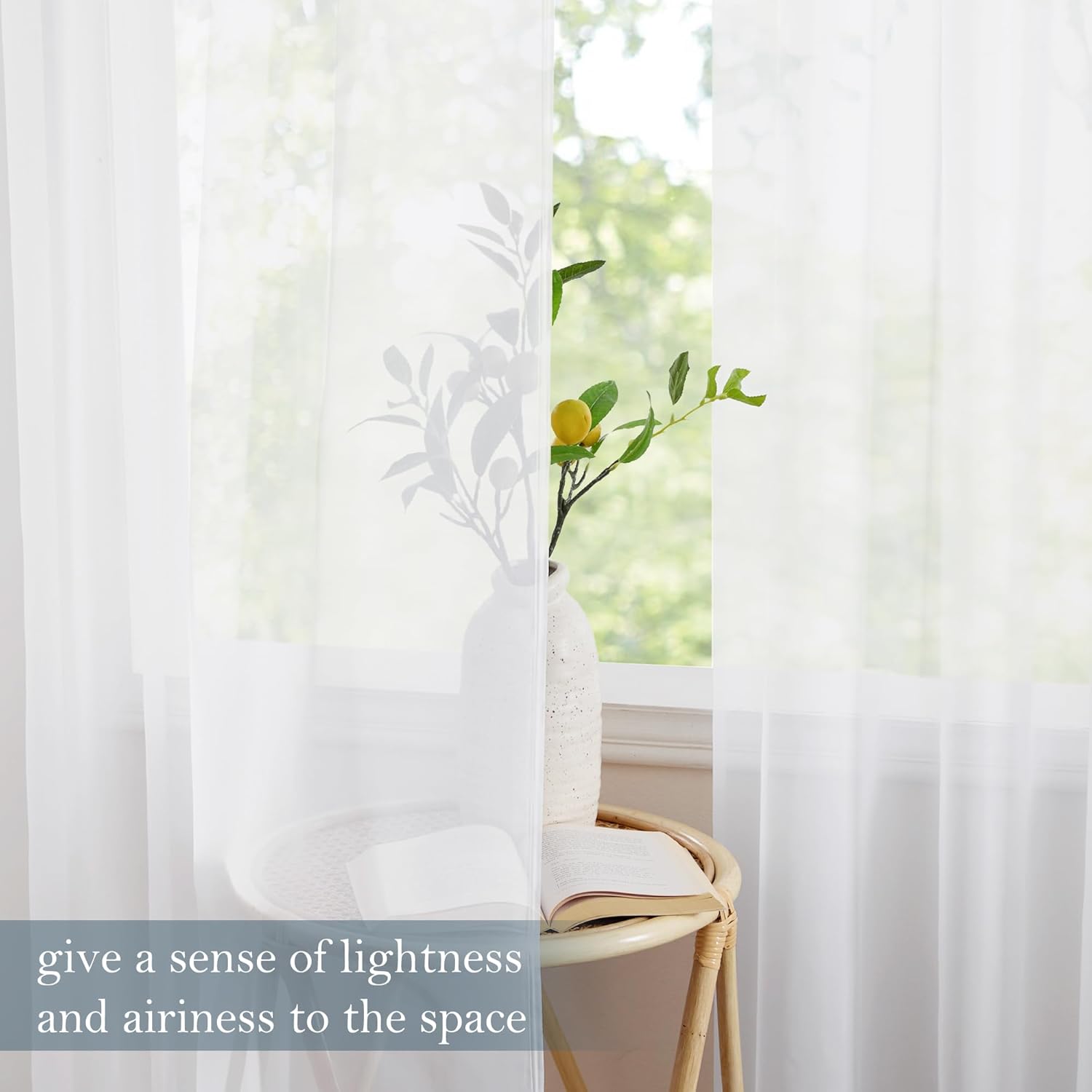 Thumbnail 5 de PONY DANCE White Net Curtains for Windows – 2 Panels, 54x72 Inches, Slot Top Voile