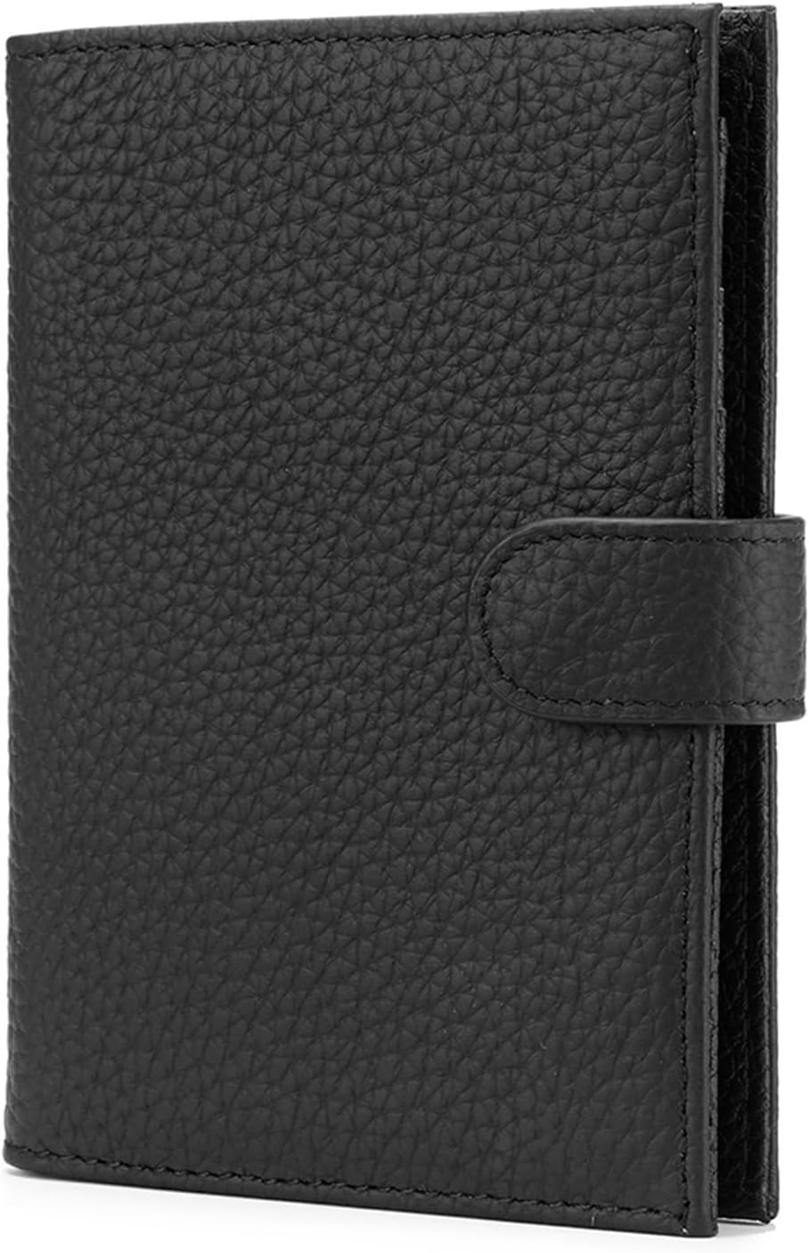 Detalle de Portefeuille porte-passeport mince en cuir RFID avec porte-cartes et poche zippée – Noir