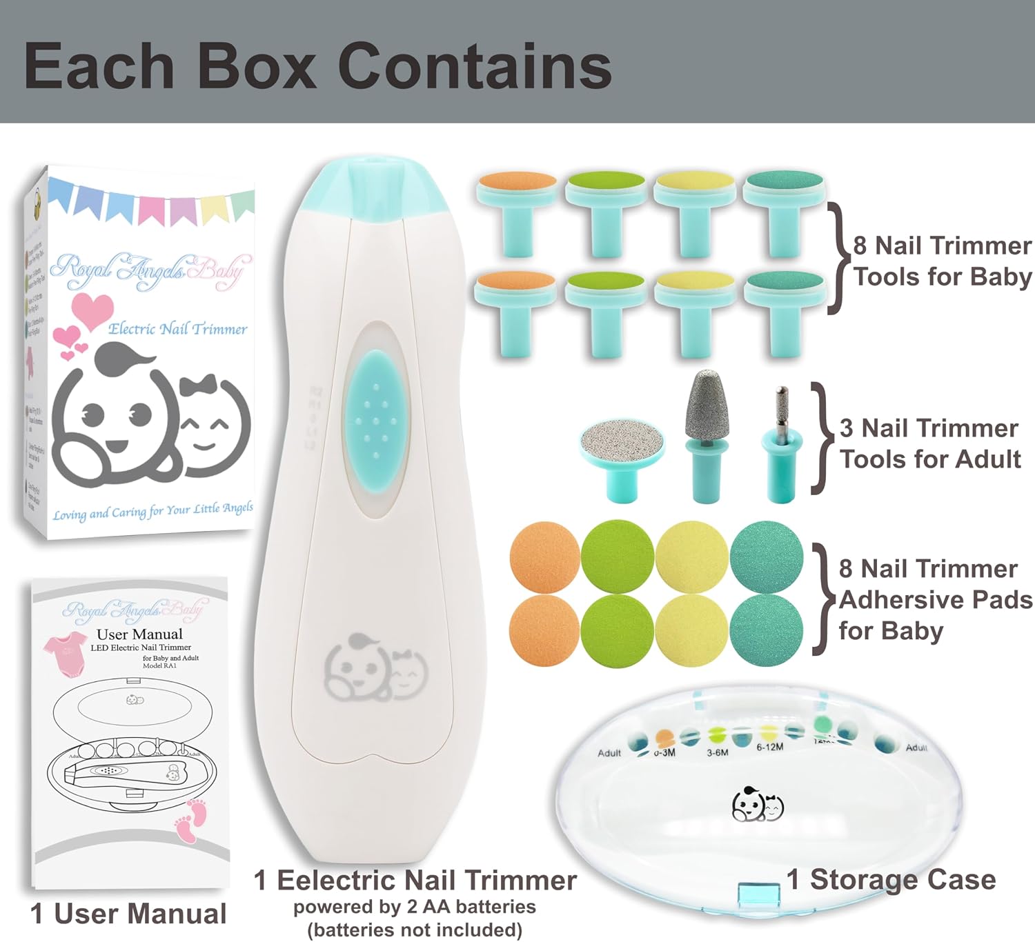 Thumbnail 2 de Royal Angels Upgraded 21 in 1 Baby Nail Trimmer with Labeled Case and LED Light