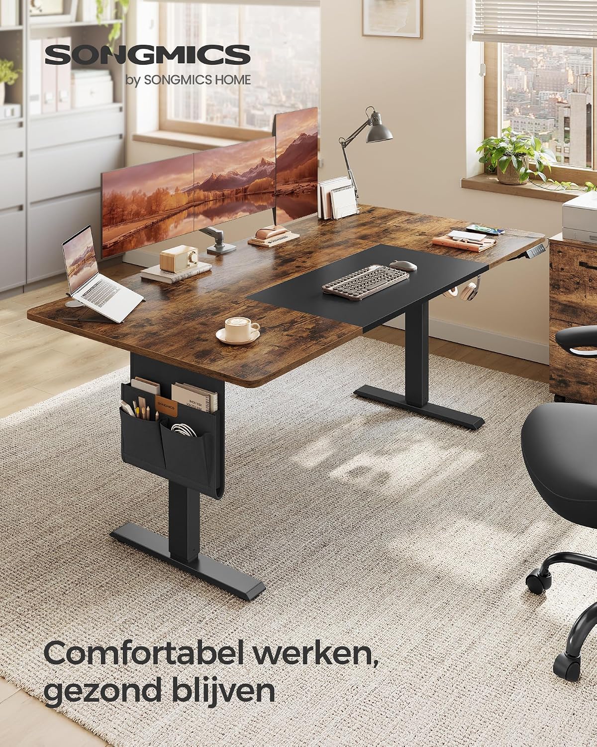 Thumbnail 2 de SONGMICS LSD028KD01 elektrisch zit-sta-bureau 180 x 80 cm met USB-C