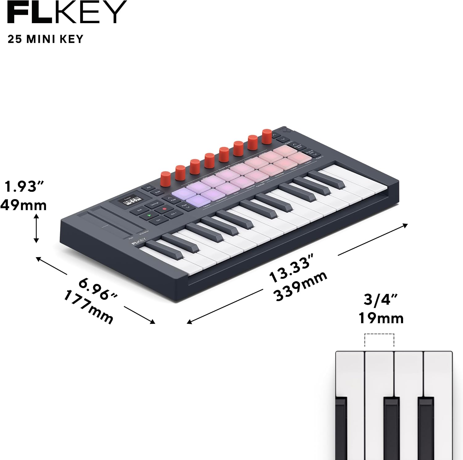 Thumbnail 2 de Novation FLkey 2 Mini 25 MIDI Keyboard Controller with 25 Mini Keys, 16 Pads and USB-C